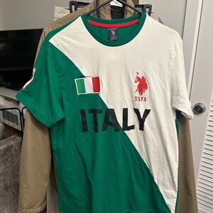 U.S. Polo Assn. Green White Italy Graphic Short Sleeve Tee